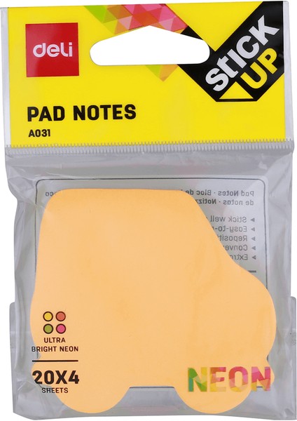 Yapışkanlı Not Kağıdı 4X20YP Renk Ultra Neon A03102