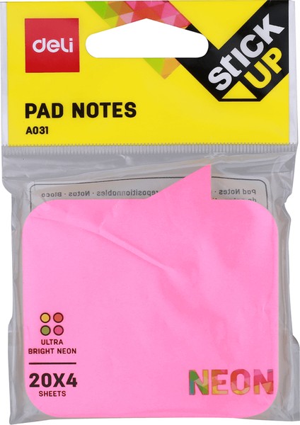 Yapışkanlı Not Kağıdı 4X20YP Renk Ultra Neon A03102