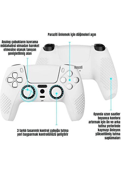 Ps5 Controller Joystick Oyun Kolu Gamepad Uyumlu Silikon + 8'li analog koruyucu B