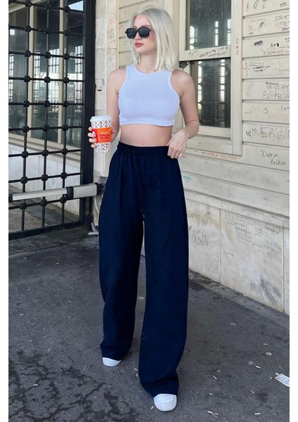 Kadın Beli Lastikli Yazlık Dokulu Palazzo Pantolon indirimleri