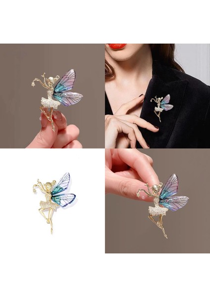 Broş Metal Rozet Melek Kız Taşlı Kanatlı Peri Yaka Kıyafet Şapka Takı Aksesuar Angel Fairy Brooch fırsatları