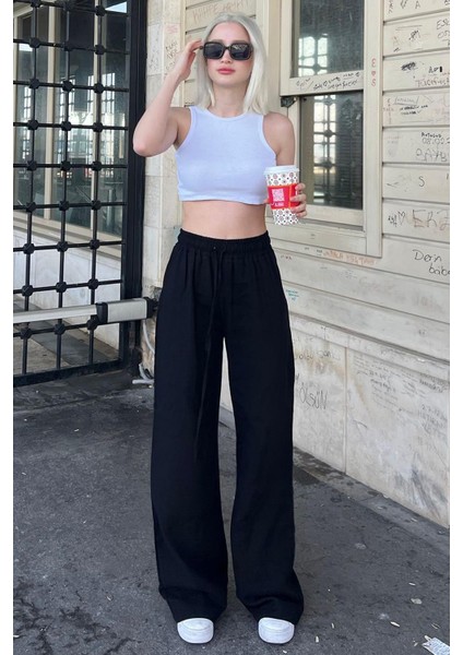 Kadın Beli Lastikli Yazlık Dokulu Palazzo Pantolon fiyatları