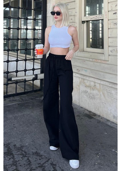 Kadın Beli Lastikli Yazlık Dokulu Palazzo Pantolon fırsatları