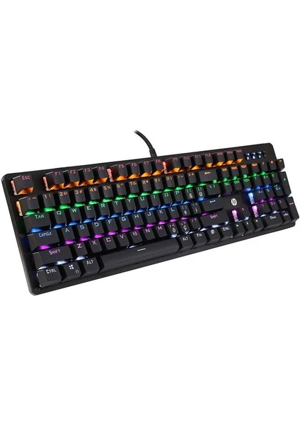 Hp GK100F Mekanik Gaming Klavye, Kablolu Klavye Modern Tasarım Türkçe Q Klavye Rgb Işıklı