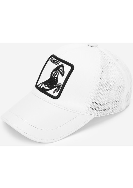 Capps Unisex Beyaz Pelus Spor Şapka 524 Horse-V Sapka Y24