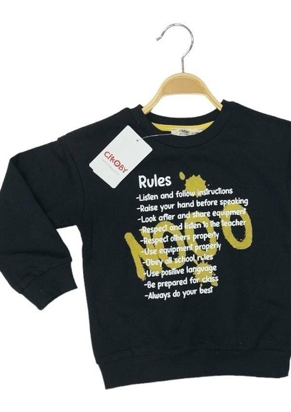 Erkek Çocuk Pamuklu Ince Uzun Kollu Rules Tshirt