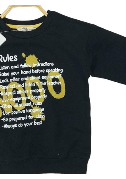 Erkek Çocuk Pamuklu Ince Uzun Kollu Rules Tshirt