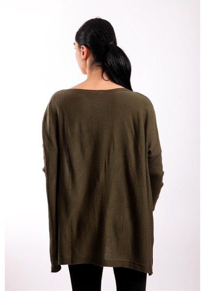 Haki Oversize Çift Cepli Tunik