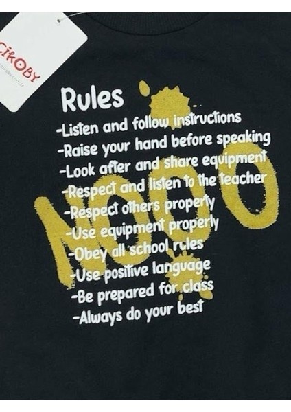 Erkek Çocuk Pamuklu Ince Uzun Kollu Rules Tshirt