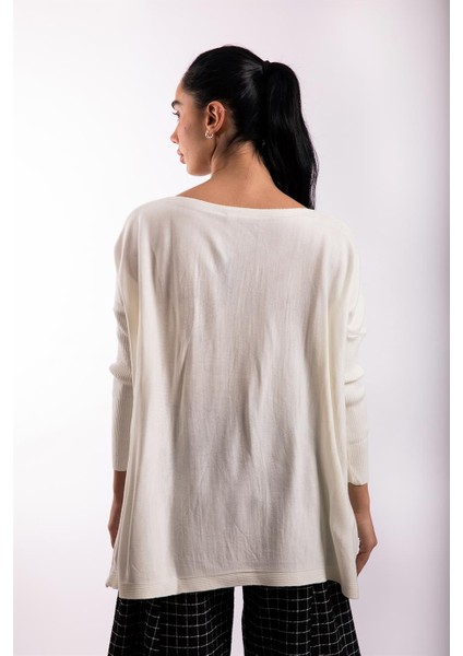 Ekru Oversize Çift Cepli Tunik