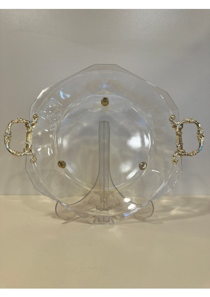 Sunum Tabağı Kesme Kristal Altın Kulplu fiyatları