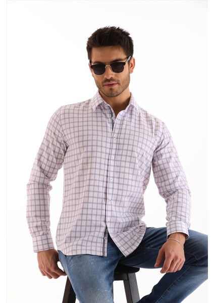 Beyaz Ekose Kareli Regular Erkek Gömlek fiyatları