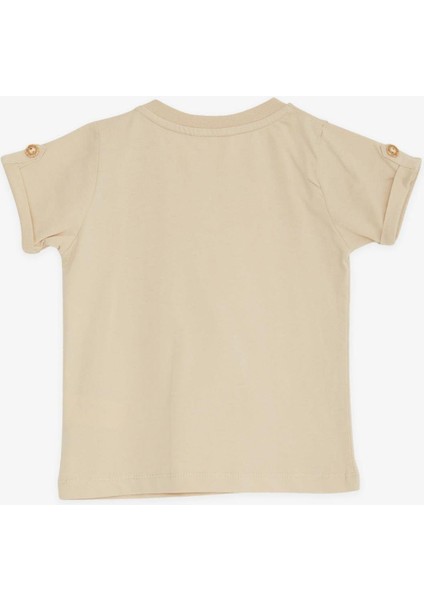 Erkek Bebek Pamuklu Omuzdan Düğmeli Cepli Basic Tshirt