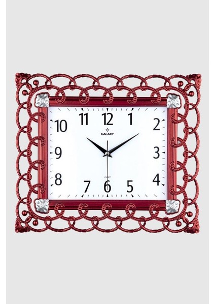 Tiesa Home Plastik Bordo Dikdörtgen Dantel Duvar Saati 36CM×32CM