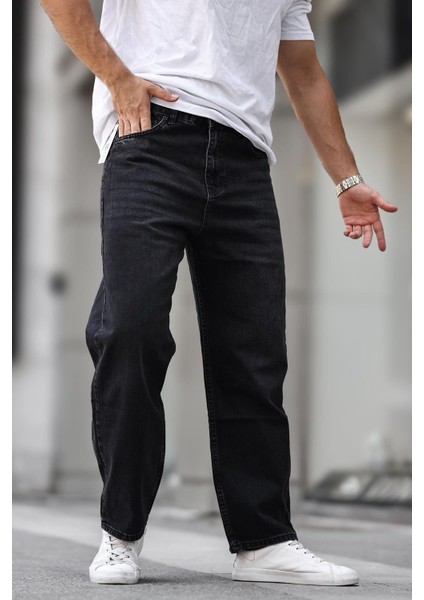 Siyah Erkek Yıkamalı Baggy Jean 7216 modelleri