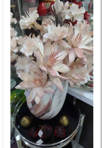 Krem Lilyum Yapay Çiçek 95CM Dekorasyon Gerçekçi Vazoluk Bükülebilir Obje Güzellik Biblo 1 Adet modelleri