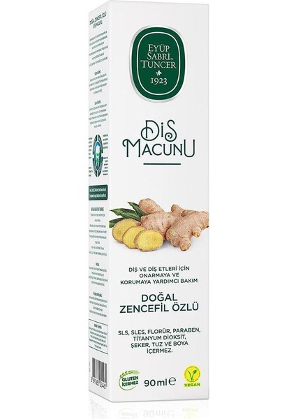 Doğal Zencefil Özlü Diş Macunu 90 ml 6 Adet