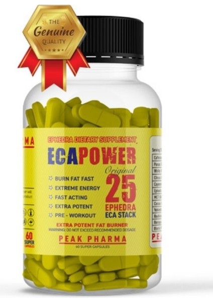 Dietary Supplement Peak Pharma Eca Power  25 Ephedra 60 Caps.