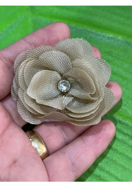Süt Kahve Çiçek Broş Yaka Iğnesi 5x5 cm modelleri