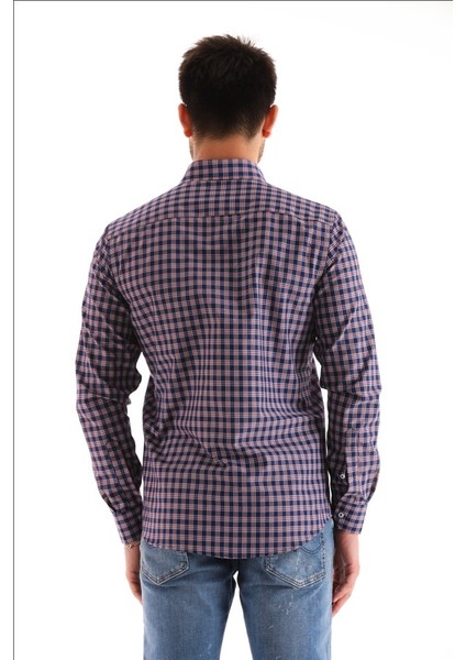 Lacivert Ekose Kareli Regular Erkek Gömlek fırsatları