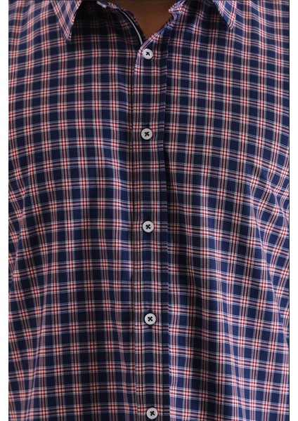 Lacivert Ekose Kareli Regular Erkek Gömlek modelleri