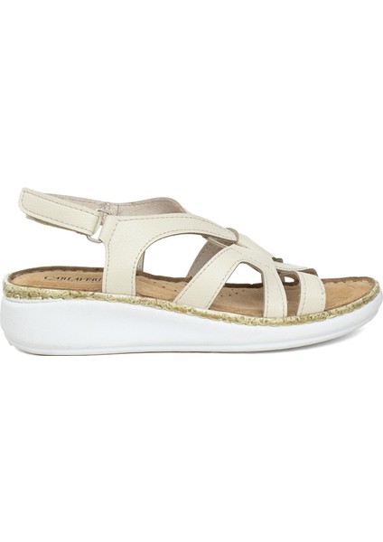 Elit SRY216919C Kadın Düz Sandalet Bej