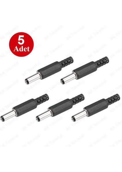 5.5x2.1mm Lehim Tipi Erkek Dc Güç Fişi - 5 Adet