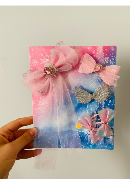 Pembe Karlar Ülkesi Elsa Frozen Hediye Kutulu Set Toka Doğum Günü Kanatlı Tüllü