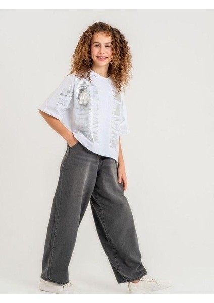 Kız Çocuk Fırça Varaklı Tshirt