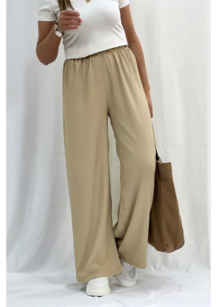 Kadın Yüksel Bel Bol Paça Bürümcük Cepli Palazzo Pantolon fiyatları