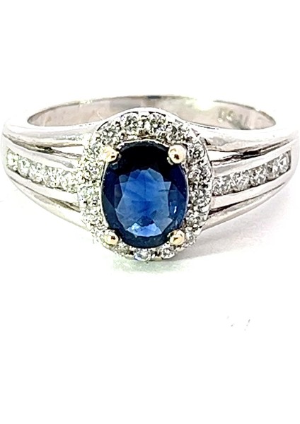 1.38 Ct Doğal Safir Taşlı Pırlanta Yüzük