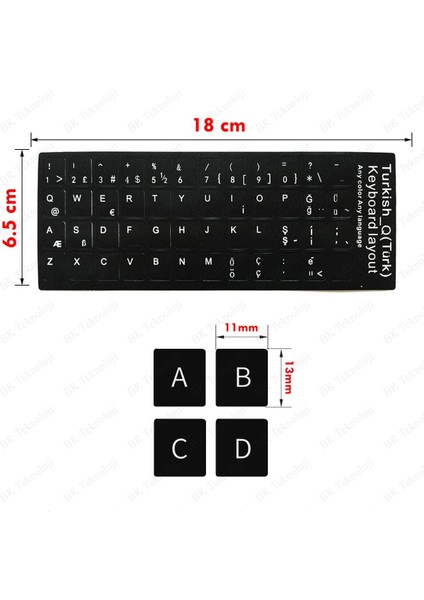Notebook ve Pc Uyumlu Türkçe Q Klavye Tuş Takımı Etiketi