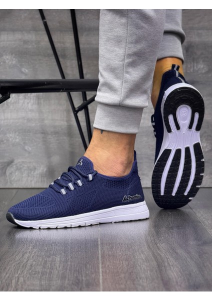 Bağcıklı Triko Phylon Taban Spor Ayakkabı-Lacivert-Beyaz modelleri