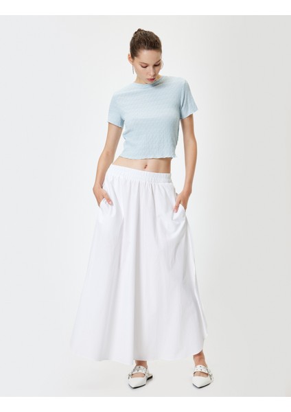 Bürümcük Tişört Crop Kısa Kollu Bisiklet Yaka Slim Fit