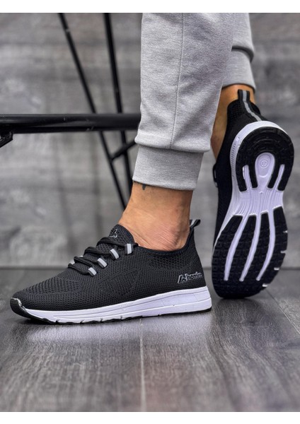 Bağcıklı Triko Phylon Taban Spor Ayakkabı-Siyah-Beyaz modelleri