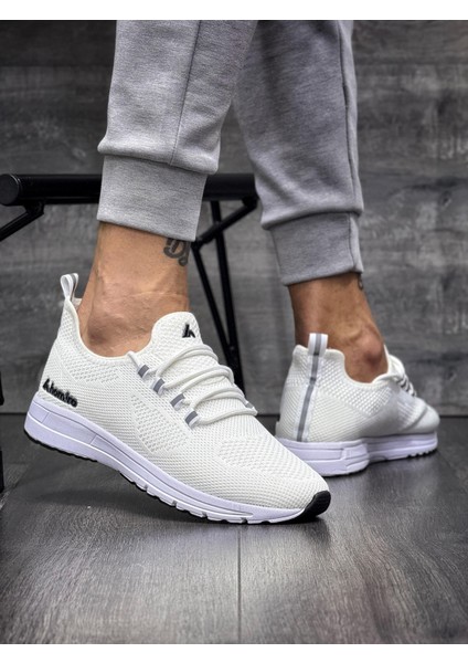 Bağcıklı Triko Phylon Taban Spor Ayakkabı-Beyaz fırsatları