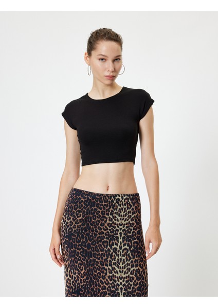 Basic Tişört Kap Kol Bisiklet Yaka Modal Karışımlı Slim Fit modelleri