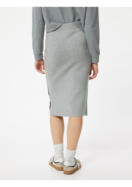 Midi Boy Triko Kalem Etek Yanları Şerit Detaylı Standart Bel fırsatları