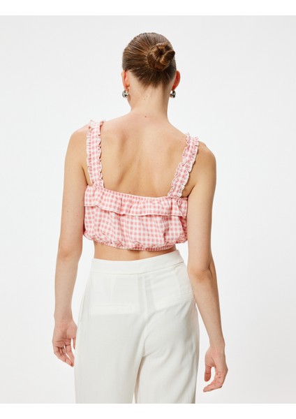 Pötikareli Fırfırlı Büstiyer Kalın Askılı Slim Fit fırsatları