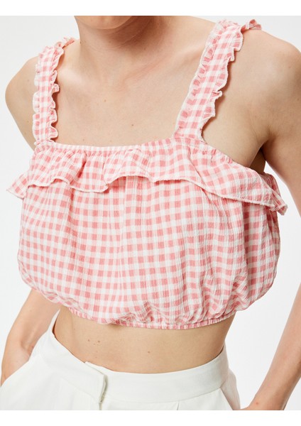 Pötikareli Fırfırlı Büstiyer Kalın Askılı Slim Fit indirimleri