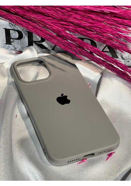 iPhone 14 Pro Uyumlu Logolu Içi Kadife Silikon Telefon Kılıfı