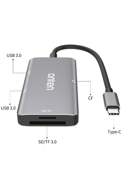 Onten Serisi OTN-91182 Usb-C Çoklu Kart Okuyucu MacBook Tablet Pc Uyumlu Card Reader