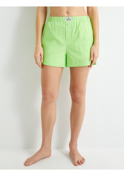 Pijama Altı Şort Çift Bel Lastik Detaylı Etiketli