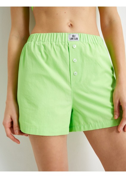 Pijama Altı Şort Çift Bel Lastik Detaylı Etiketli