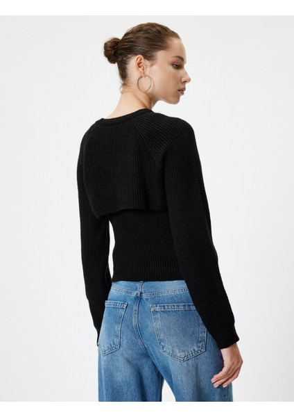 Triko Kazak Pencere Detaylı Bisiklet Yaka Uzun Kollu fırsatları