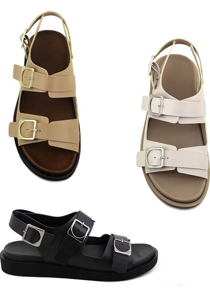 Nut Renk Bantlı Kemerli Tokalı Düz Taban Kadın Sandalet indirimleri