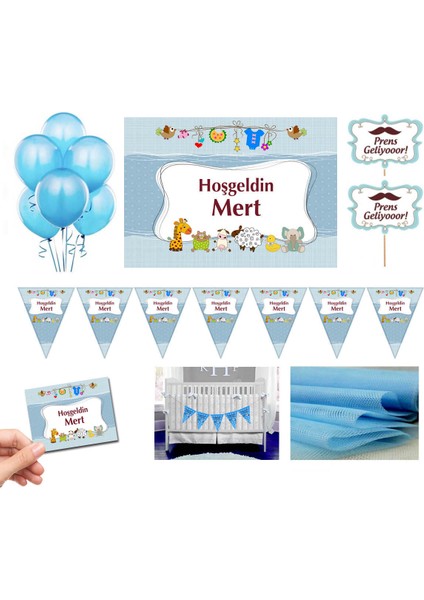 Hastane Bebek Odası Süsleme Seti Bebek Odası Hoşgeldin Süsleri Kapı Süsü Mavi