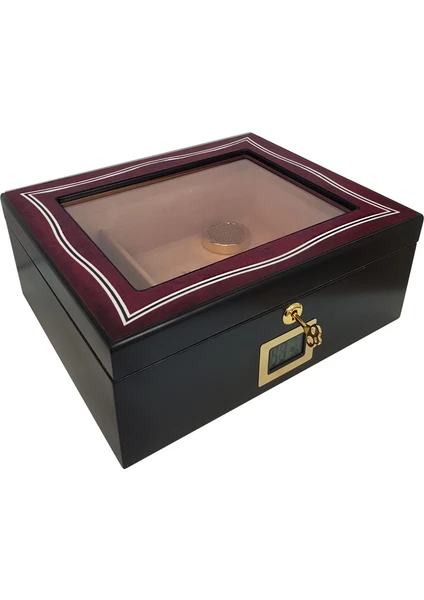 Kırmızı Camlı Humidor Puro Kutusu RB99KR