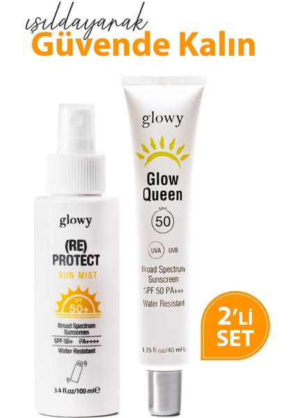 (Re)Protect SPF50+ G. Koruyucu Yüz Spreyi 100ML + Glow Queen SPF50+ Güneş Koruyucu Yüz Kremi 40ML