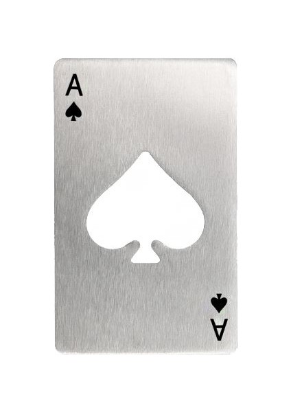 Paslanmaz Çelik Cüzdanda Taşınabilir Gri Maça As Şişe Açacağı